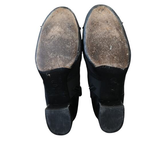 Chanel Patchwork Block Heels Size 39.5 Black Double C Toe Logo - Picture 8 of 10